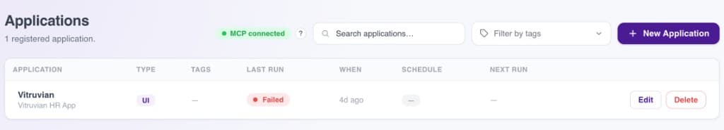 TestHub applications list